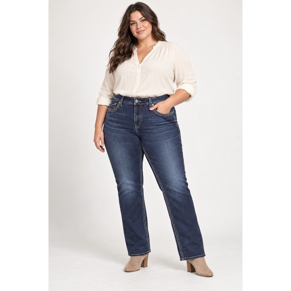 Silver Jeans Suki High Straight Jeans Women's 22/32 Dark Wash Stretch